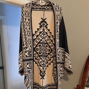 Flying tomatoe- Geometric Patterned Black and Cream Women's cardigan